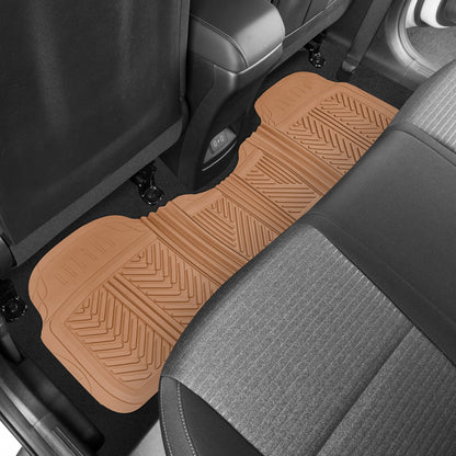 MotorTrend 3-Stück FlexTough Performance Deep Channel Front Floor Matts und Rear Floor Mat - Heavy Duty, All Weather, Trimm to Fit