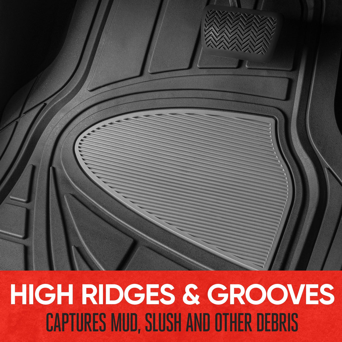 MotorTrend 4-Stück Zwei-Tone Non-Slip Heel Pad Vorderbodenmatten und Hinterbodenmatten - Heavy Duty, All Weather, Trimmen Sie, um zu passen