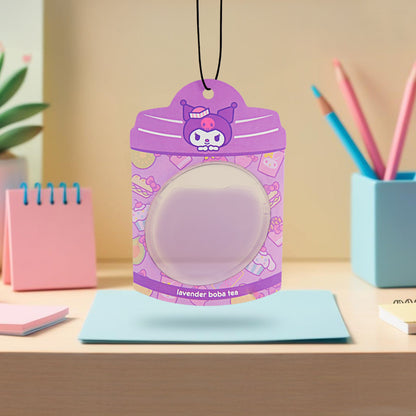 Hello Kitty und Freunde Car Air Freshener (Kuromi - Lavendel Boba Tee) Hängendes Gel Area Deodorizer, lang anhaltende Autodüfte Air Freshener, niedliches Automotive Sanrio Zubehör Dekor, 2-Pack