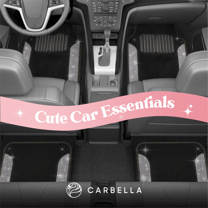 Carbella 4-Piece Diamond Bling Vorderbodenmatten und Hinterbodenmatten - weiß