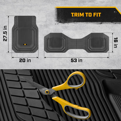 Cat® ToughLinerTM Universal Car Floor Matts für LKW SUV Limousine - Heavy Duty Trim für alle Wetterschutz - Flexible Gummiboden Liners - Front Rear Black Automotive Mats