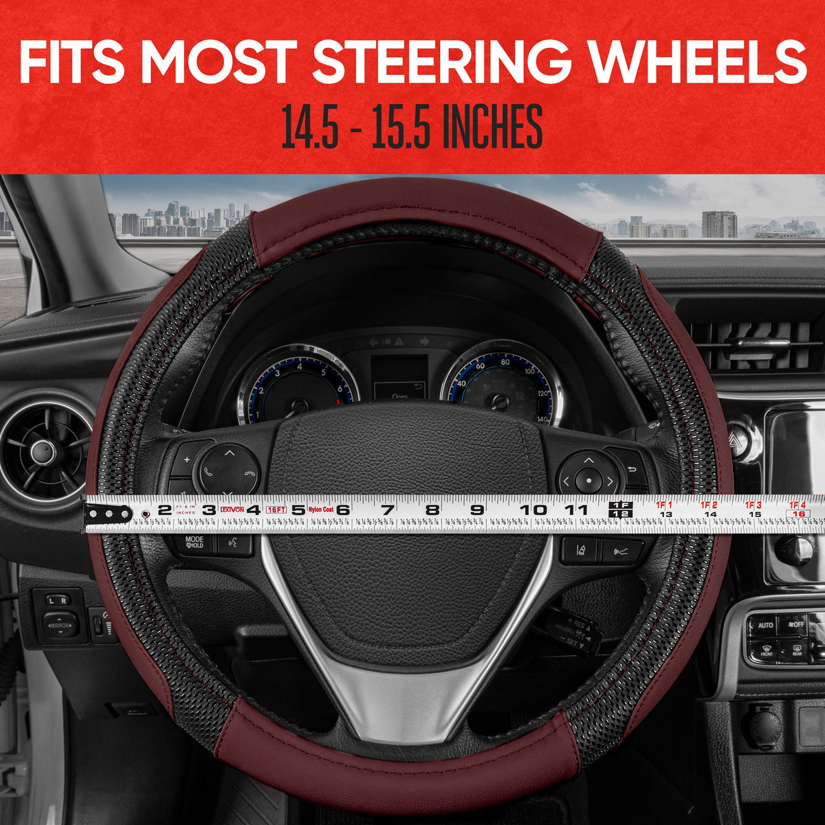 MotorTrend GripTech verbesserte Traktion Lenkrad Abdeckung (Fits 14.5' - 15.5')
