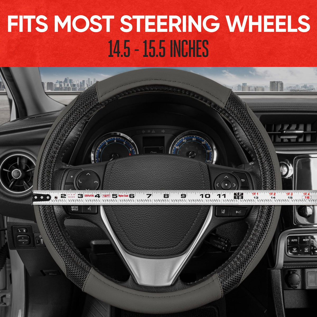 MotorTrend GripTech verbesserte Traktion Lenkrad Abdeckung (Fits 14.5' - 15.5')