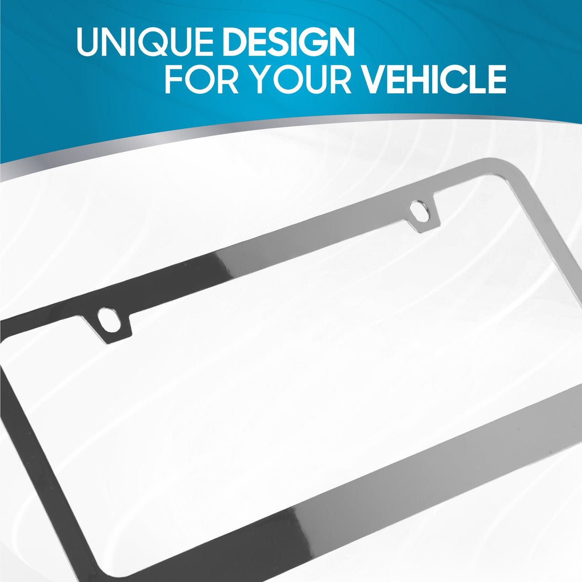 Rostbeständiges verchromtes Die-Cast-Edelmetall-Lizenzplattenrahmen / -halter Universalgröße - Blank Metal Design (Paket von 2)