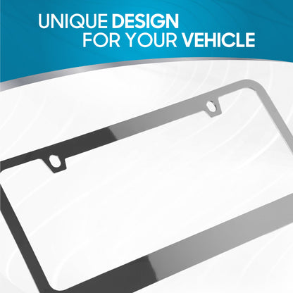 Rostbeständiges verchromtes Die-Cast-Edelmetall-Lizenzplattenrahmen / -halter Universalgröße - Blank Metal Design (Paket von 2)