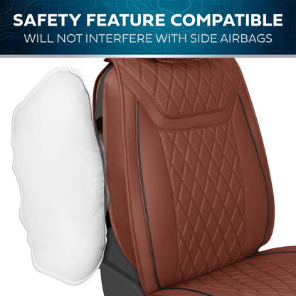 MotorBox 11-Piece Ranch Edition Premium Faux Leather Diamond Stitched Cushion Vordersitz- und Rücksitzabdeckungen