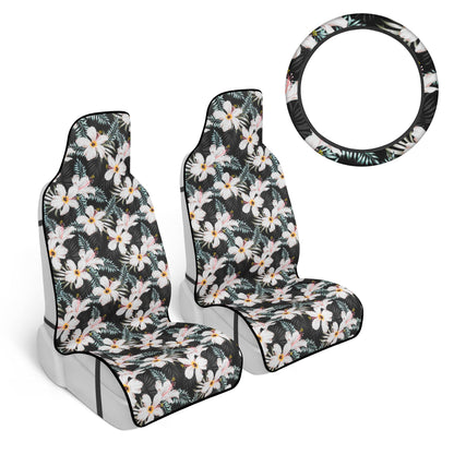 Carbella 3-Piece Tropical Flowers Vordersitz- und Lenkradabdeckung (Fits 14.5' - 15.5')