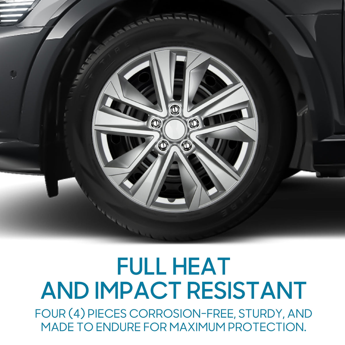 BDK 40,6 cm Hubcaps Set von 4 - OEM Ersatz Snap-On Wheel Rim Covers - Universal Fit Car Wheel Cover für Autos, LKW, SUV, Vans langlebig ABS Silber 10-Spoke Hub-Cap Car Zubehör Außen