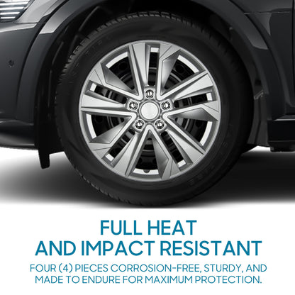 BDK 40,6 cm Hubcaps Set von 4 - OEM Ersatz Snap-On Wheel Rim Covers - Universal Fit Car Wheel Cover für Autos, LKW, SUV, Vans langlebig ABS Silber 10-Spoke Hub-Cap Car Zubehör Außen