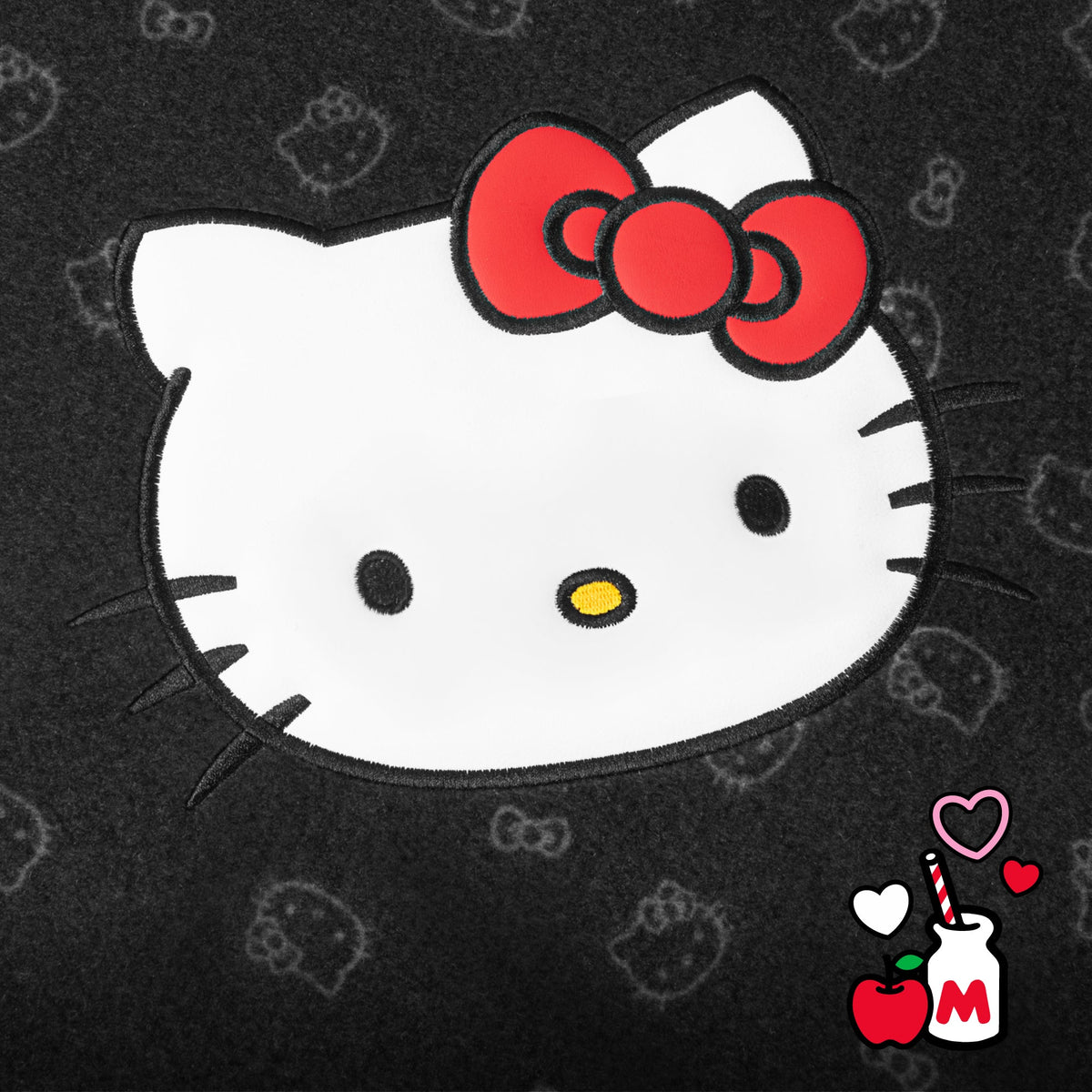 Hello Kitty Car Fußbodenmatten - Universal Fit für Autos, SUVs & Trucks - Schwarz mit rotem Bogen & Hello Kitty Print - Front & Rear Set, 4 Stück Auto Zubehör