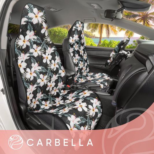 Carbella 3-Piece Tropical Flowers Vordersitz- und Lenkradabdeckung (Fits 14.5' - 15.5')