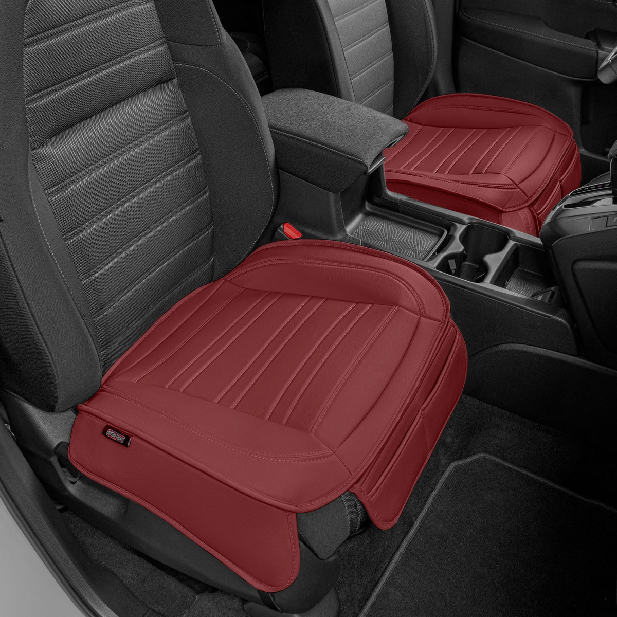 Motor Trend Faux Leder Vordersitz Abdeckung für Autos - Set von 2 Burgunder Vordersitz Abdeckungen für SUV & Truck mit Aufbewahrung Taschen - Autositze Abdeckung Protector - Bottom Cushion Coverage Only