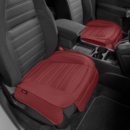 Motor Trend Faux Leder Vordersitz Abdeckung für Autos - Set von 2 Burgunder Vordersitz Abdeckungen für SUV & Truck mit Aufbewahrung Taschen - Autositze Abdeckung Protector - Bottom Cushion Coverage Only