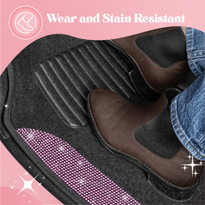 Carbella 4-Piece Diamond Bling Vorderbodenmatten und Hinterbodenmatten - Light Pink