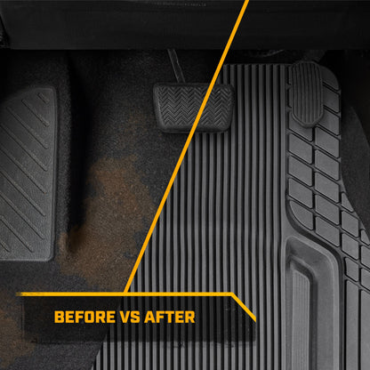 Cat® TerrainGuardTM Heavy-Duty 3-Piece Allwetter-Gummi-Bodenmatten für Auto, LKW, SUV, Van - Trim-to-Fit Deep Dish Automotive Floor Liners, Maximum Schmutz & Wasserschutz, Universal Fit, Grau
