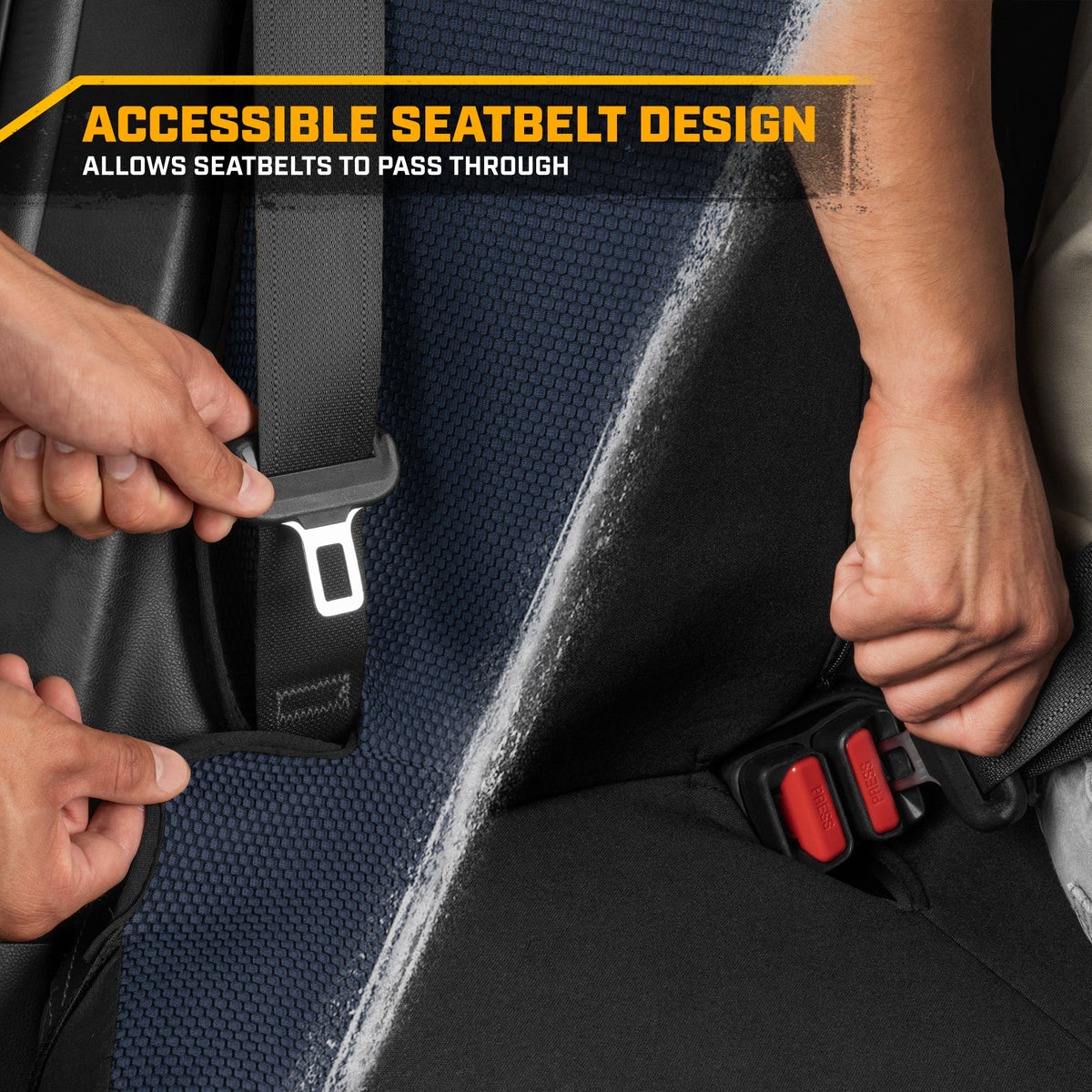 Cat Flexfit Blue & Black Rücksitz Abdeckung für Auto - Langlebige Canvas & Mesh Design 60/40 Split Bench Protector für Autos, LKW & SUVs - Rücksitz Abdeckung für Rücksitz Bench - Interieur Car Zubehör
