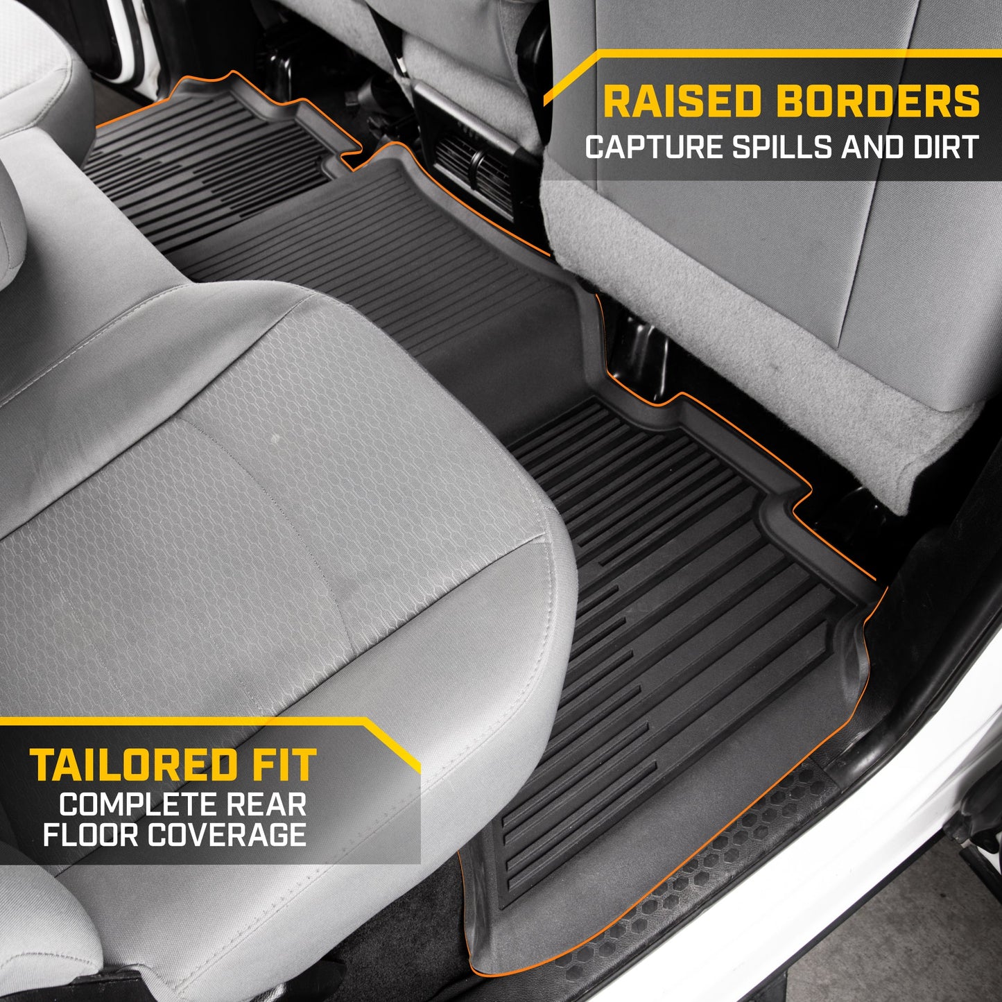 CAT 3-Stück JustFit 3D Vorderbodenmatten und Hinterbodenmatten für Dodge Ram 1500 Crew Cab 2009-2018, Dodge Ram 2500/3500 Crew Cab 2010-2018, Dodge Ram Classic 2019-2024
