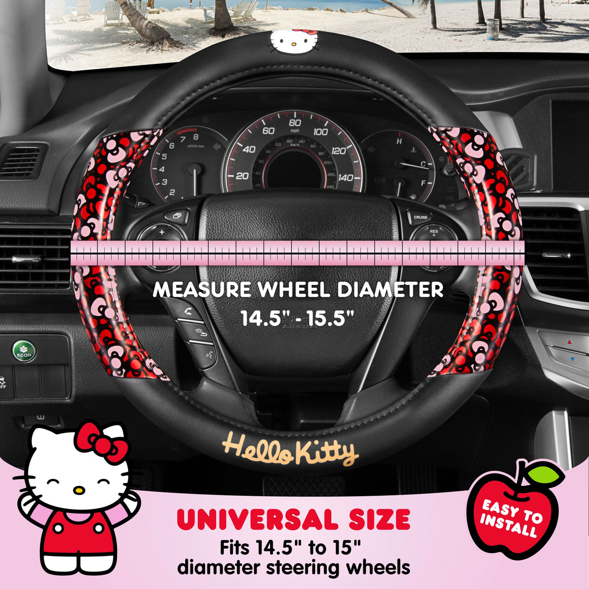 Carbella Sanrio Hello Kitty Bows Lenkradabdeckung (Fits 14.5' - 15')