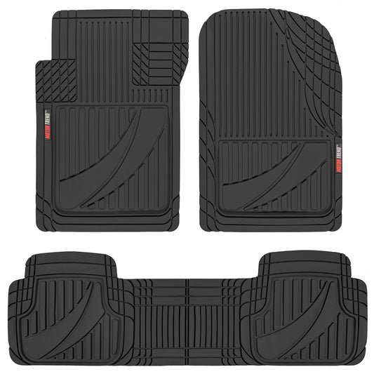 MotorTrend 3-Stück FlexTough Advanced Gummi Mehrkanal-Frontbodenmatten und hintere Bodenmatte