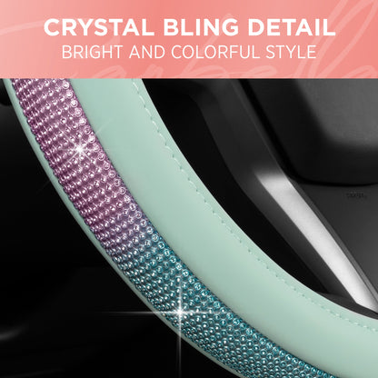 Carbella Gradient Bling Diamond Leatherette Lenkrad Abdeckung (Fits 14.5' - 15.5')