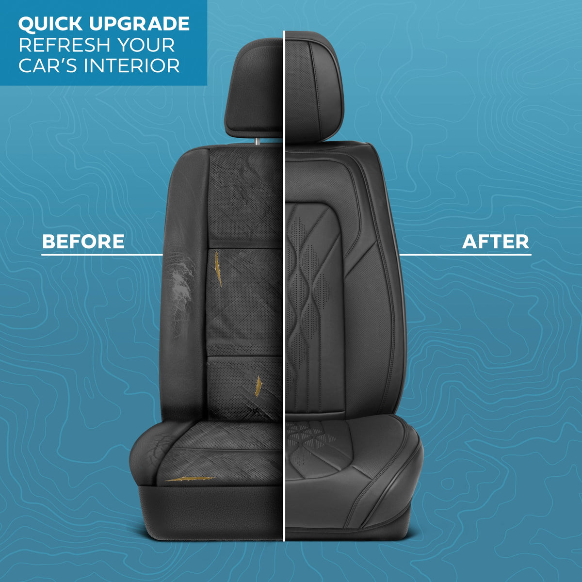 MotorBox Elite Edition Faux Ledersitz Abdeckungen für Autos, LKW und SUV - 2 schwarze Autositz Abdeckungen für Vordersitze - Universal Fit Car Zubehör Automotive Interior Cover Protector für die meisten Fahrzeuge