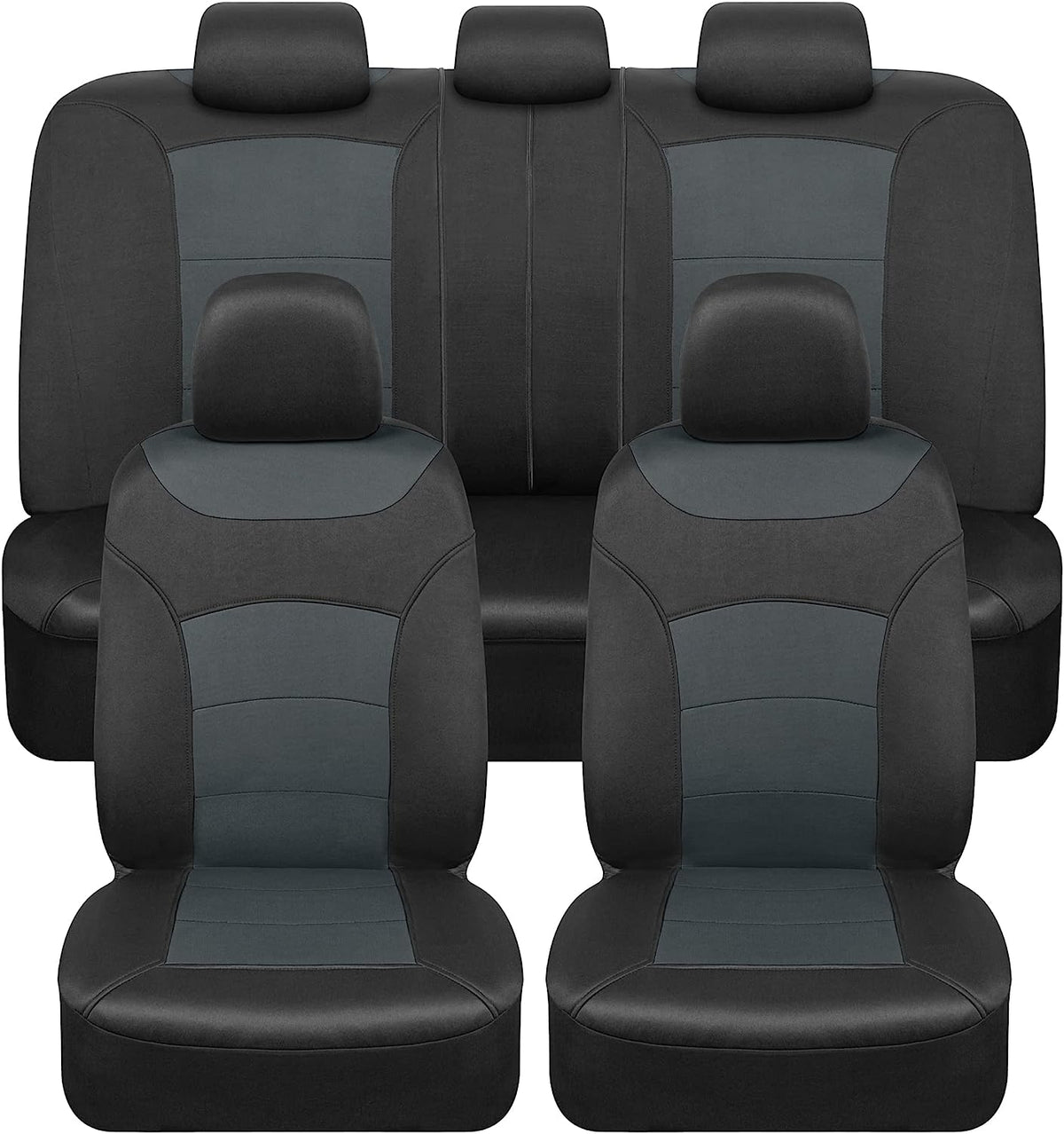 BDK carXS Turismo Car Seat Covers Volles Set, Beige Two-Tone Front Seat Covers mit Split Rear Bench Back Seat Cover, Automotive Seat Covers für LKW SUV Van Auto (Mehrere Farben)