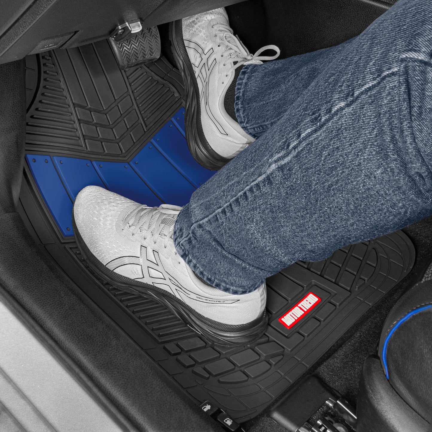 MotorTrend 4-Piece DualFlex Deep Drainage Kanäle Vorderbodenmatten und Hinterbodenmatten - Heavy Duty, All Weather, Trimmen Sie, um zu passen
