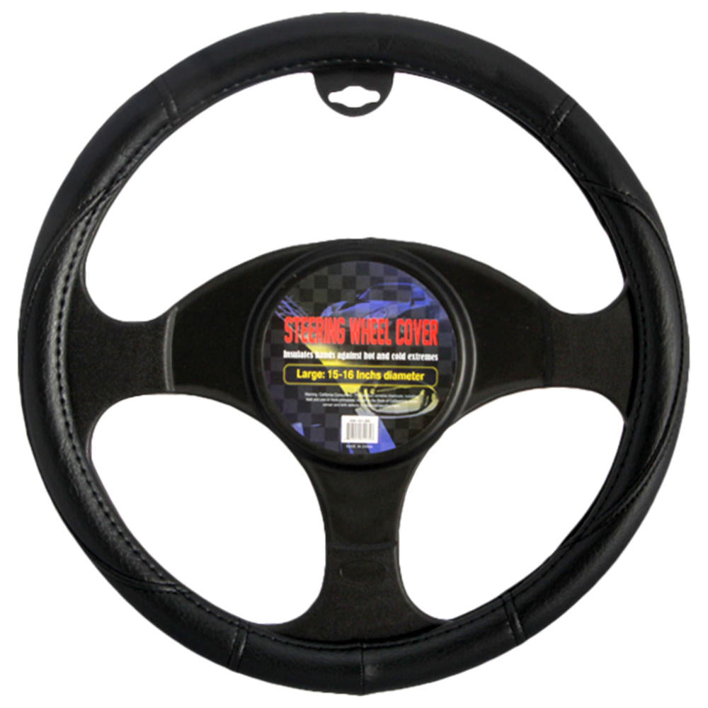 BDK Faux Leather Ergonomic Grip Steering Wheel Abdeckung (Fits 14.5' - 15.5')