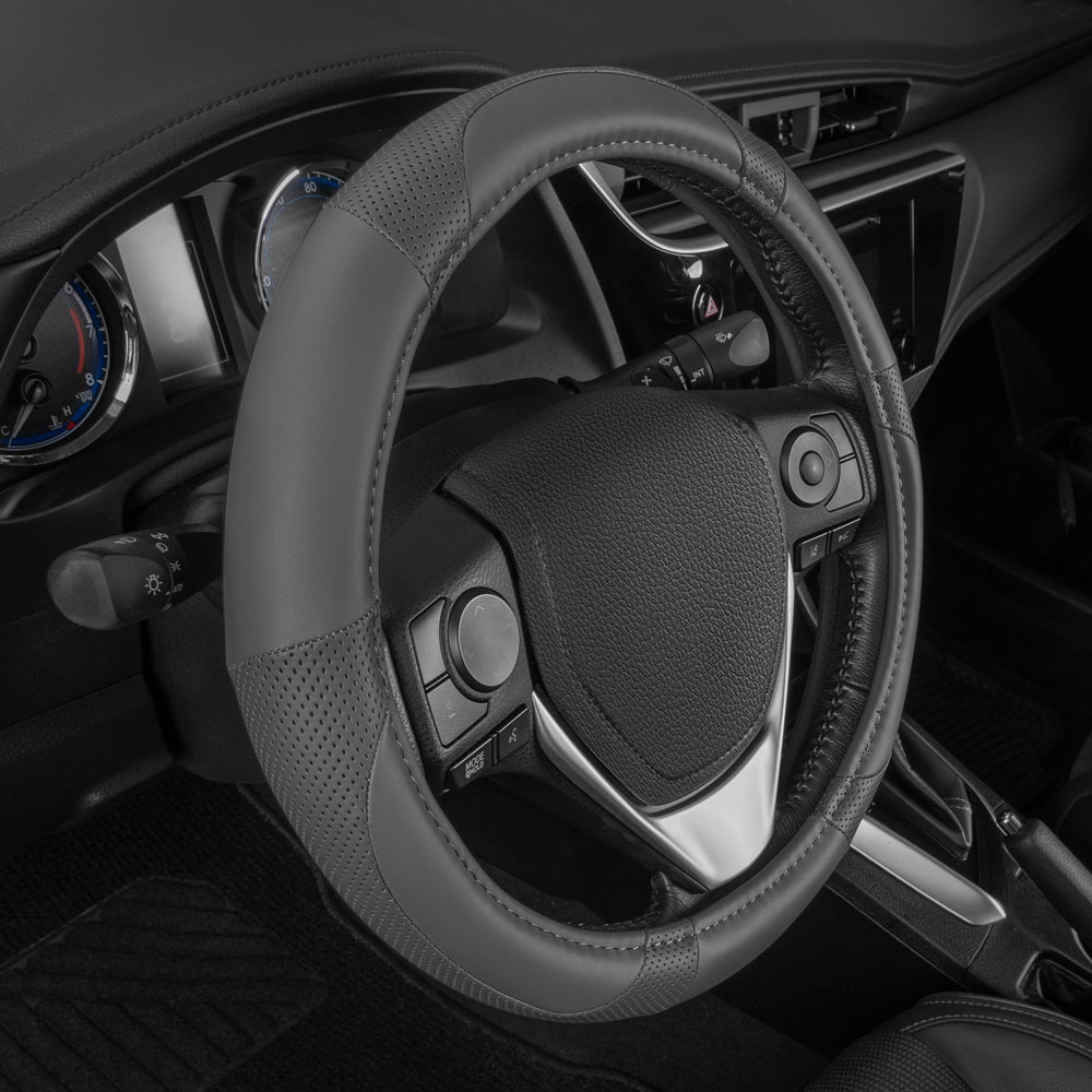 MotorTrend Soft Touch Perforierte Mikrofaser-Lenkradabdeckung (Fits 14.5' - 15.5')