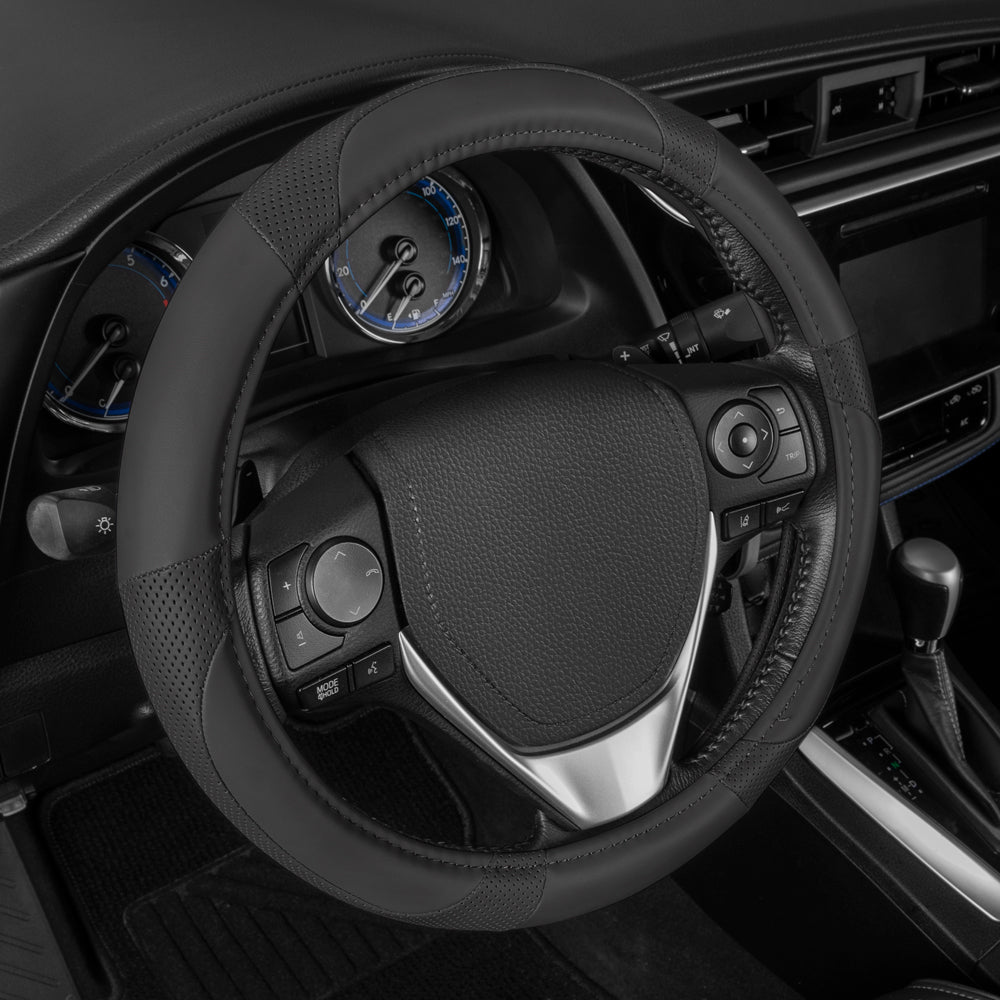 MotorTrend Soft Touch Perforierte Mikrofaser-Lenkradabdeckung (Fits 14.5' - 15.5')