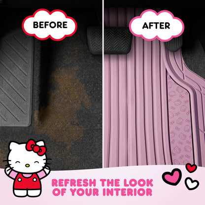 Hello Kitty Car Mats 4pc Bodenmatten für Autos Trucks SUVs Pink Car Bodenmatten für Damen Männer Zubehör Gummi Heavy Duty Niedlich niedlich, immer vorne hinten Hallo Kitty Car Zubehör Pink / Pink