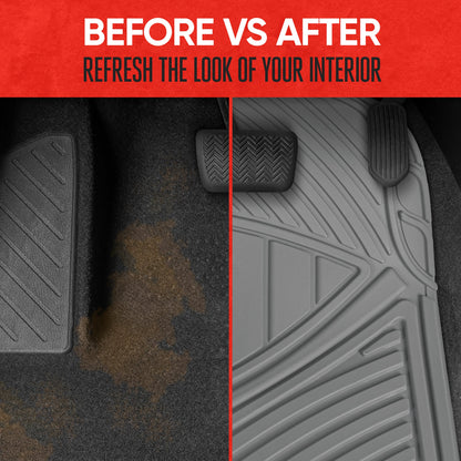 MotorTrend 3-Stück FlexTough Performance Deep Channel Front Floor Matts und Rear Floor Mat - Heavy Duty, All Weather, Trimm to Fit