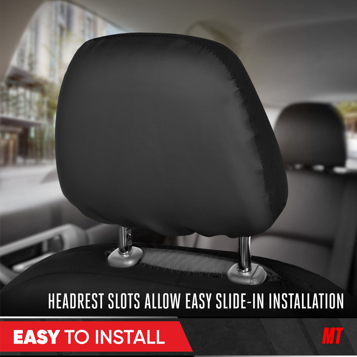 Motor Trend Hex Lederette Sitzbezüge - Universal Fit Front Seat Protector für Autos, LKW, SUVs - Premium Interior Protection, Einfach zu installierendes Auto Upgrade, Black & Red Car Seat Cover
