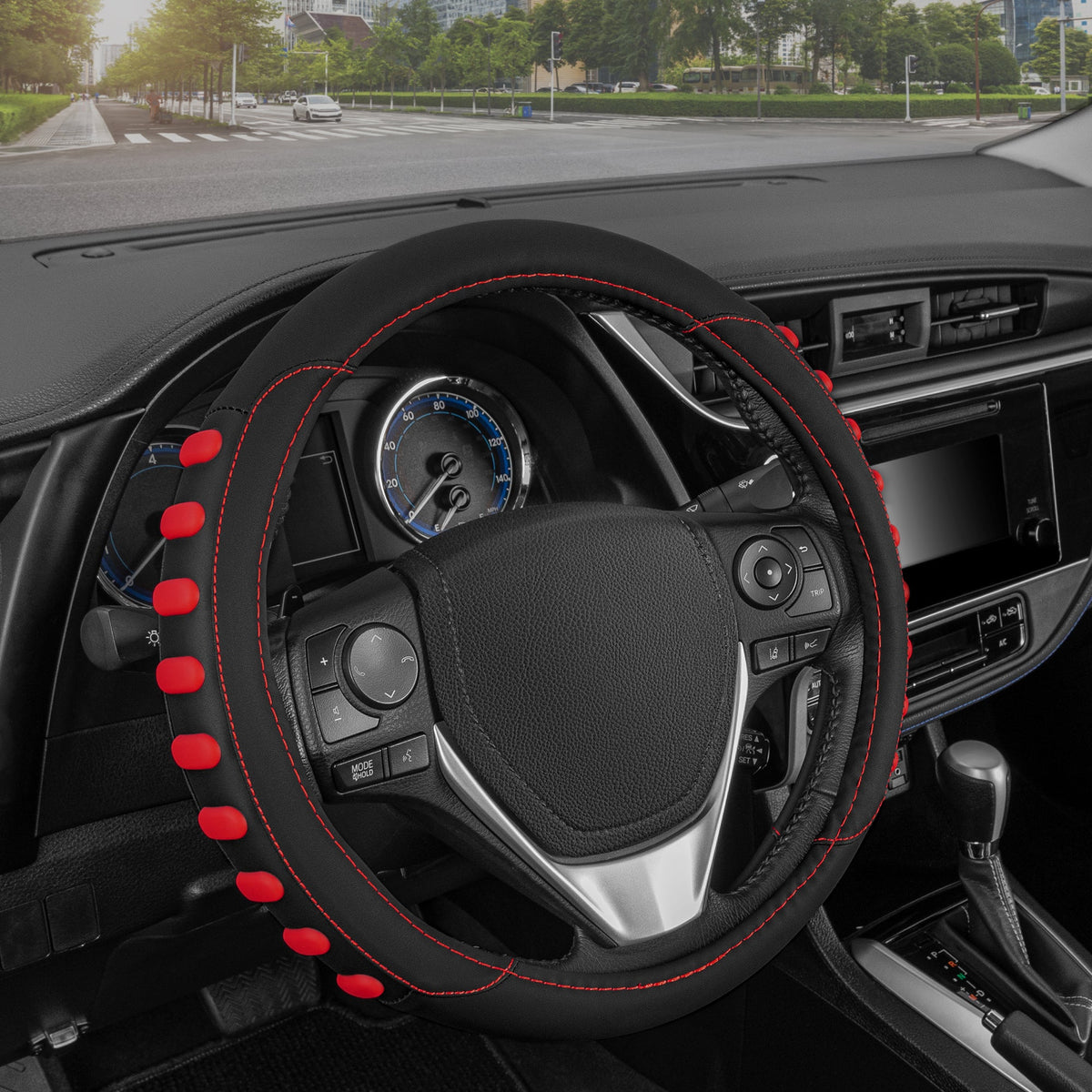 MotorTrend FlexGrip Lenkradabdeckung mit erhöhten Bump Grips (Fits 14.5' - 15.5')
