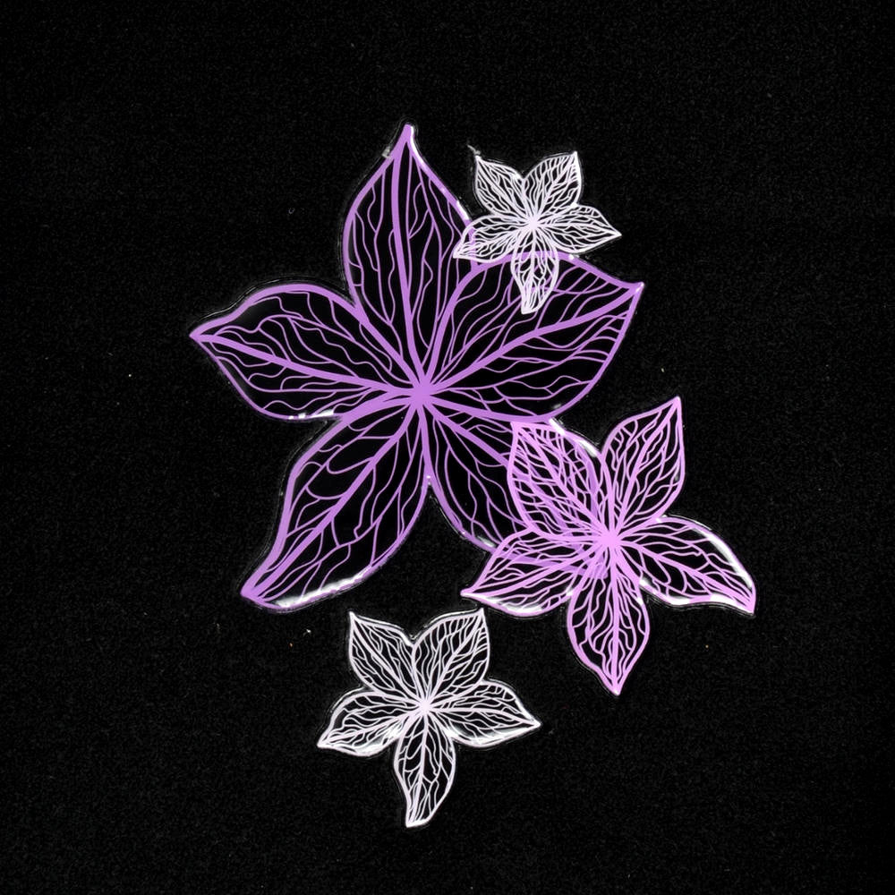 BDK 5-Piece Purple & White Flowers Vorderbodenmatten, Hinterbodenmatten und Lenkradabdeckung (Fits 14.5' - 15.5')