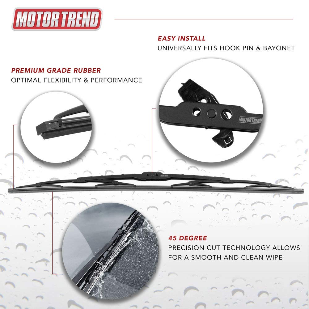 MotorTrend High Performance Aerodynamische Wischerklinge - leise, langlebig, streifenfrei (Single)