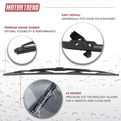 MotorTrend High Performance Aerodynamische Wischerklinge - leise, langlebig, streifenfrei (Single)