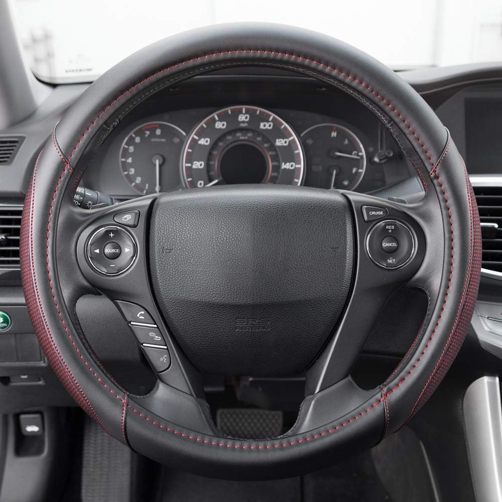 MotorTrend gepunktete Polyester Comfort Grip Lenkradabdeckung (Fits 14.5' - 15.5')