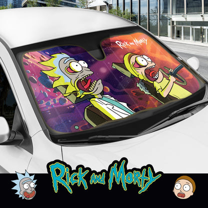 Rick und Morty Car Windschutzscheibe Sonnenschutz-Akkordeon-Stil für Auto Front Windschutzscheibe Fenster - 58' (W) x 27' (L)