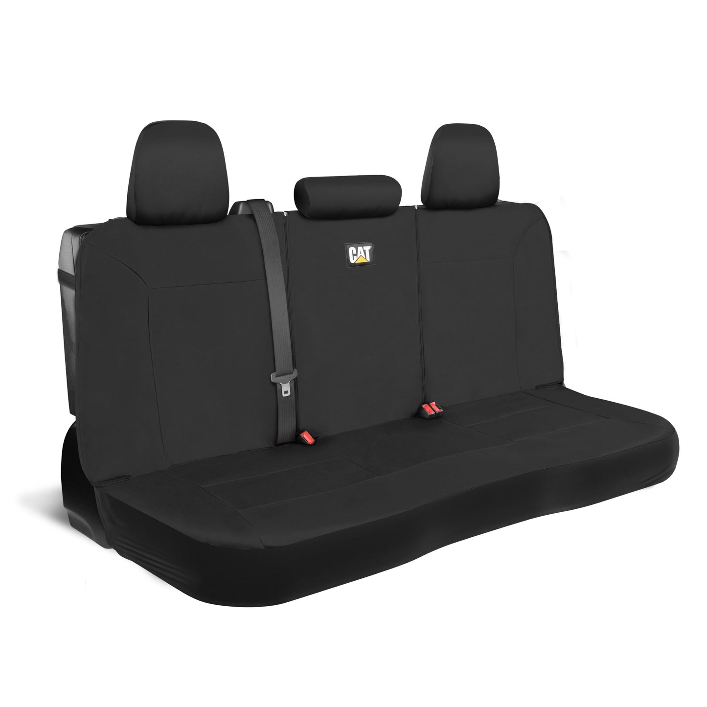 CAT Black Rear Seat Cover für LKWs, Autos & SUVs – Heavy-Duty Oxford Canvas – 60/40 Split Bench Protector – Langlebige Rücksitzabdeckung für Arbeitsfahrzeuge, Haustiere, Reisen – Car & Truck Interior Accessory