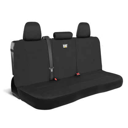 CAT Black Rear Seat Cover für LKWs, Autos & SUVs – Heavy-Duty Oxford Canvas – 60/40 Split Bench Protector – Langlebige Rücksitzabdeckung für Arbeitsfahrzeuge, Haustiere, Reisen – Car & Truck Interior Accessory