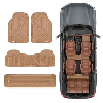 MotorTrend 4-Piece 3-Rows Extra-High Ridgeline Vorderbodenmatten, Mittelbodenmatte und Hinterbodenmatte