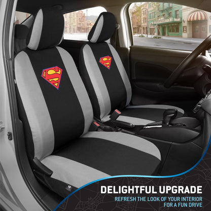 Warner Bros DC Comics 9-Stück Superman Logo PolyCloth Vordersitz- und Rücksitzabdeckungen
