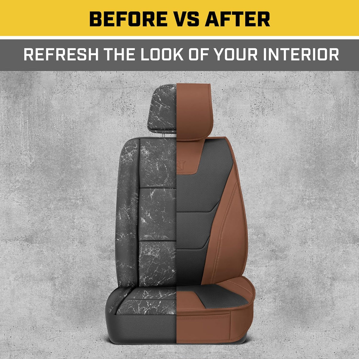 CAT® Edge Deluxe Car Seat Covers für Vordersitze - Premium Zwei-Tone Faux Ledersitz Abdeckungen für Autos mit Universal Fit, Robuste Autositz Abdeckungen für LKW, Innensitz Abdeckungen für SUV