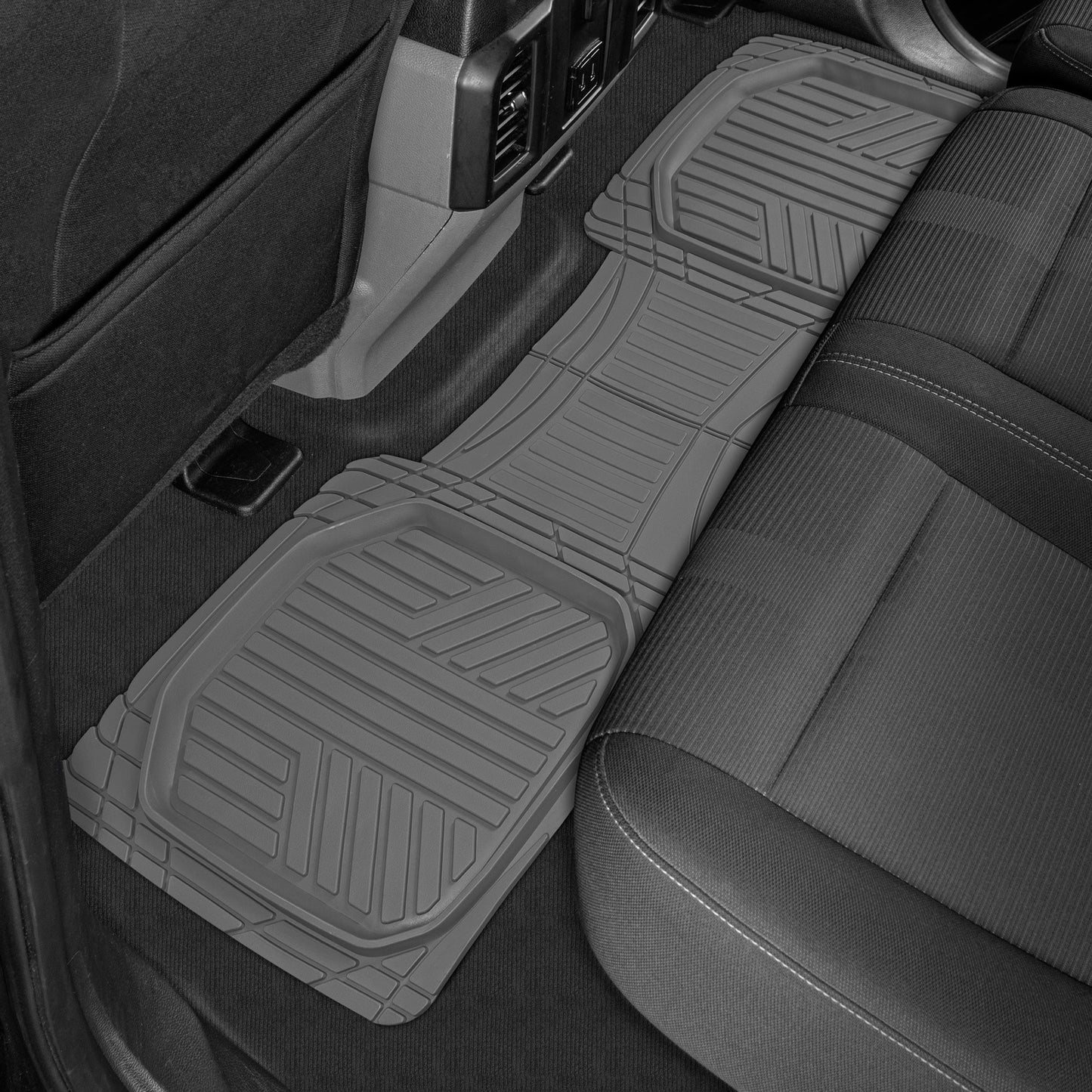 MotorTrend 3-Stück FlexTough Plus Deep Dish Line Rillen Vorderbodenmatten und Hinterbodenmatte - Heavy Duty, All Weather, Trimmen Sie, um zu passen