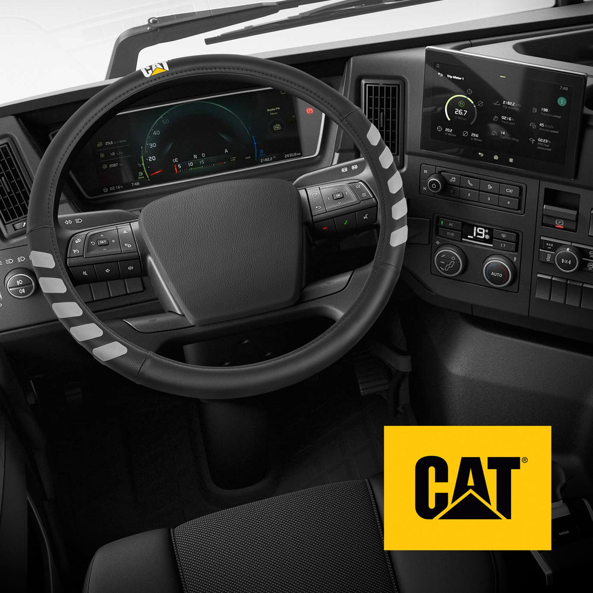 CAT UltraSport Faux Leather Steering Wheel Abdeckung für Wohnmobile, Semi-Trucks, LKW und Big Rigs XL (Fits 17.5' - 18')