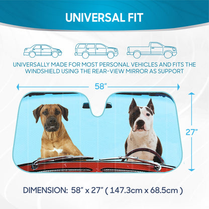 BDK 2 Hunde, die Auto-Frontwindschutzscheibe Sonnenschirm fahren (58' x 27')