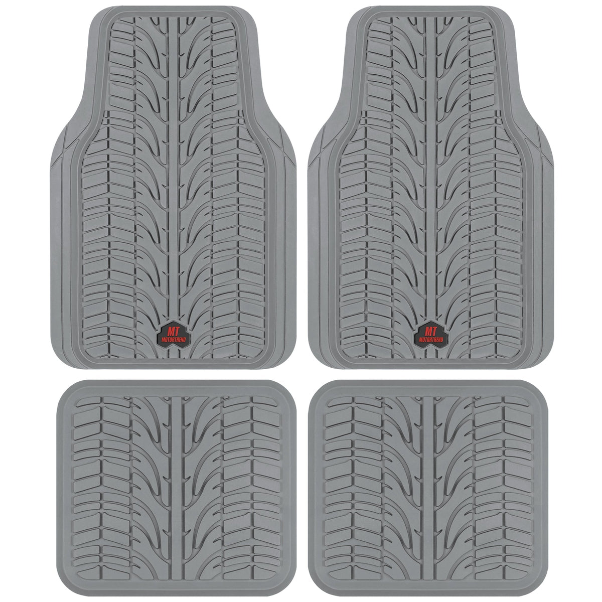 MotorTrend 4-Piece Grand Prix Reifenlaufflächen-Frontbodenmatten und Hinterbodenmatten - Heavy Duty, All Weather, Trimm to Fit
