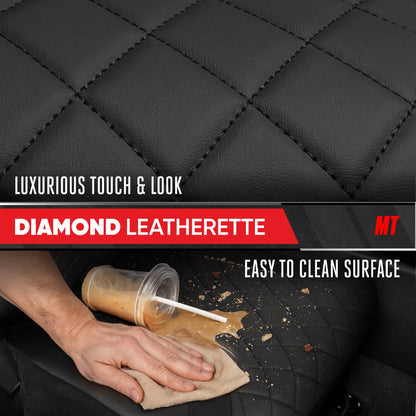 Motor Trend Faux Ledersitzbezüge für LKW, Autos und SUV - Front Black Car Seat Cover Set - Universal Fit für die meisten Automobile - Forros Para Asientos De Carro - CarSeat Cover Zubehör