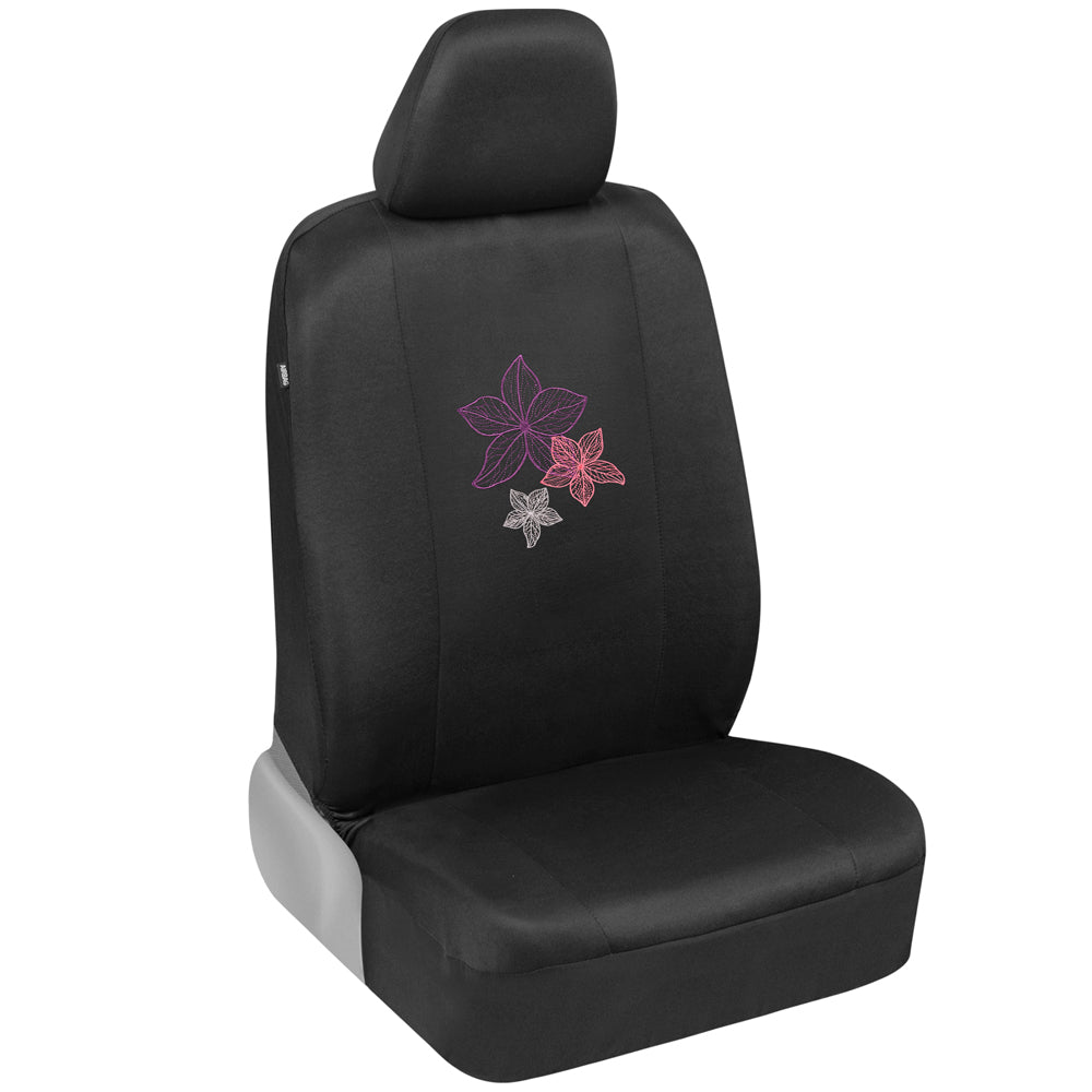 BDK 12-teilige Hawaiian Flowers Vordersitzbezüge, Rücksitzbezüge, Sitzgurtpads und Lenkradbezüge (Fits 14.5' - 15.5')